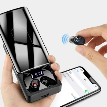 TWS Bluetooth Sluchátka s 10000mAh Poplatek Případě, Power Bank Bezdrátová Sluchátka 9D Vodotěsné Stereo Sportovní Sluchátka Sluchátka s mikrofonem