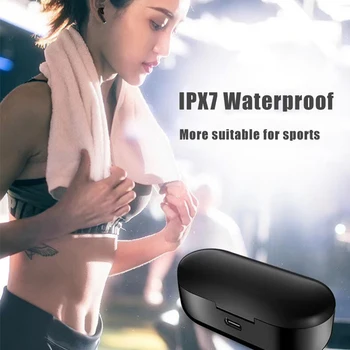 Tws Sluchátka IPX7 Vodotěsný Bezdrátový Bluetooth Headset LED Napájení Displej Hudební Sluchátka, Dotykové Ovládání Sluchátek S Mikrofonem