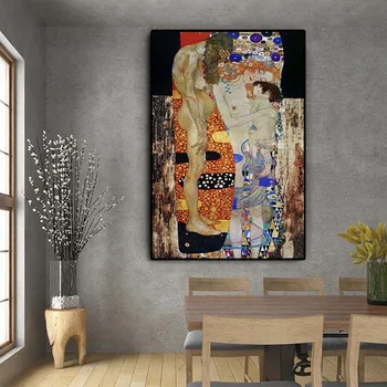 Tři Věky Ženy Gustava Klimta, olejomalba na Plátně, Plakáty a Tisky Skandinávské Umění Zdi Obraz pro Obývací Pokoj