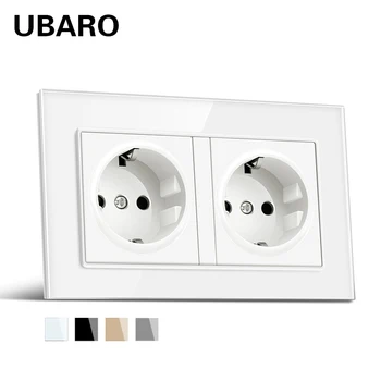UBARO 146 německý Standard 100-250V 16A Crystal Glass Panel Zásuvky Napájení Soquete Stopcontact Elextric Zásuvky Domů Steckdose