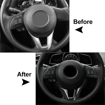 Uhlíkových Vláken Styling Auto Volant Kryt Obložení Interiéru Tvarování Nálepka Pro Mazda 3 Axela BM BN 2016 2016