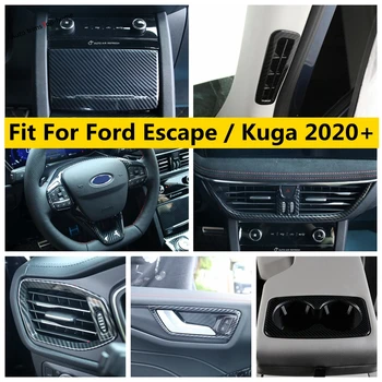 Uhlíkových Vláken Vzhled Interiéru Sada Volantu / Air AC Panel / kliky Dveří Mísy Kryt Střihu Vhodné Pro Ford Escape / Kuga 2020 2021