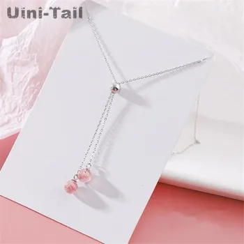 Uini-Ocas hot nové 925 sterling silver crystal jahoda růžový náhrdelník simple temperament módní trend čerstvé vysoce kvalitní ED560