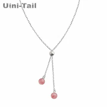 Uini-Ocas hot nové 925 sterling silver crystal jahoda růžový náhrdelník simple temperament módní trend čerstvé vysoce kvalitní ED560
