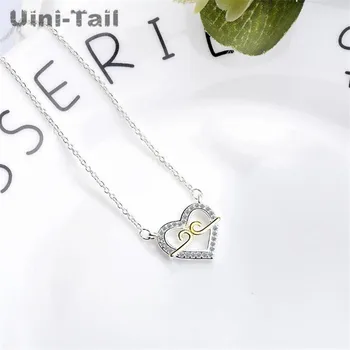 Uini-Ocas nové horké 925 sterling silver srdce ve tvaru mikro-inlay náhrdelník Čínský styl pevně kouzlo sladké trend šperky ED129