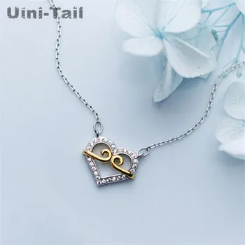 Uini-Ocas nové horké 925 sterling silver srdce ve tvaru mikro-inlay náhrdelník Čínský styl pevně kouzlo sladké trend šperky ED129