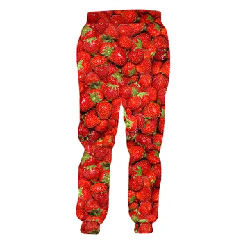 UJWI Nový fashoin ovoce 3D Tisk Styl kalhoty Muži/Ženy Ležérní kalhoty ovoce kalhoty Jahoda Značka volný legrační Oblečení