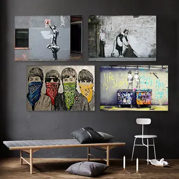 Ulice Kresby Doodle Graffiti Art Plátno Obrazy Plakáty a Tisky Umění Zdi Obraz pro Obývací Pokoj Domácí Dekoraci