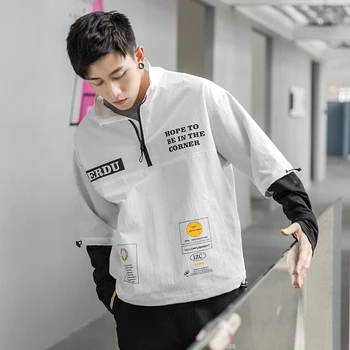 Una Reta Muži Bundy Podzim Nové Hip-Hop Muži Oblečení Streetwear Patchwork Větrovka Bunda Korejský Styl Kabáty Tisk Jacket Men