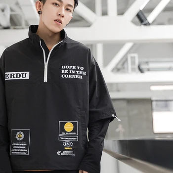 Una Reta Muži Bundy Podzim Nové Hip-Hop Muži Oblečení Streetwear Patchwork Větrovka Bunda Korejský Styl Kabáty Tisk Jacket Men