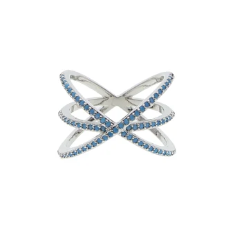 Unikátní 3 Kruh Micro Modré Tyrkysy Zpevněné Stříbrná Barva Módní Ženy Kroužky Plné Prst Okouzlující, Ohromující Šperky Vysoké Kvality