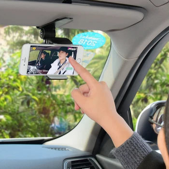 Univerzální 360 Rotační Bezpečný Sluneční Clona Auto Telefon Držák Navigace Do Auta Držák Klip Nainstalovat Na Zrcadlo Rukojeť Pro Mobilní Telefon