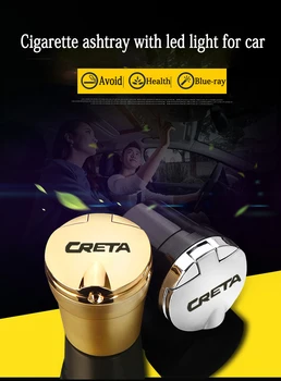 Univerzální Auto popelník s LED světlo cigaret Popelník pro auto kouř Cigaret pro Hyundai creta ix25 2020 2019 2018 příslušenství