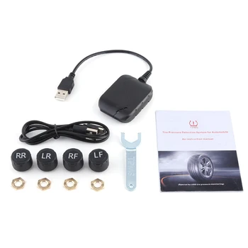 USB Auto TPMS pro Android Auto Rádio Přehrávač USB 3.0 Auto Pneumatiky Monitorování Tlaku Čidlo Cigaretového Zapalovače Bezpečnostní systém Varování