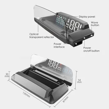 USB GPS HUD Headup displej Smart Auto přední Sklo Rychlost Projektor 12V/24V compatiable s Všechny vozy, Rychloměr, km / h/KPM Zrcadlo