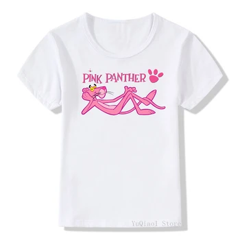 V létě roku 2020 Legrační kreslený růžový panter trička dětské boys girls šaty bílé grafické tees roztomilé dětské t-košile děti oblečení