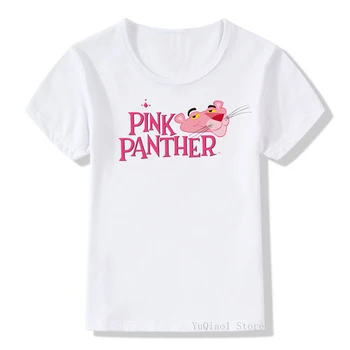 V létě roku 2020 Legrační kreslený růžový panter trička dětské boys girls šaty bílé grafické tees roztomilé dětské t-košile děti oblečení