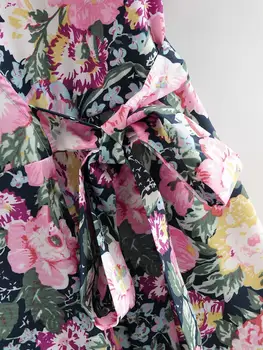 V-neck Rose-Krátký rukáv Beach Dovolenou Falešné Sladké Národní Styl Ženy Šaty Krajka Retro Pasu Harajuku Elegantní Ženské Šaty