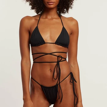V-X Sexy mikro bikiny String 2019 vysoký střih plavky ženského plážového oblečení Push up dámské plavky, Mini plavky, dvoudílné plavky