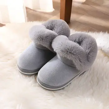 V zimě roku 2020 módní dětské sametové boty dívky fuzzy kotníkové boty dětské nepromokavé semišové boty holky boty