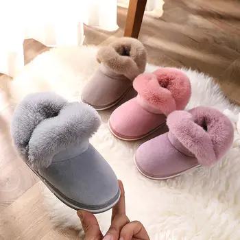V zimě roku 2020 módní dětské sametové boty dívky fuzzy kotníkové boty dětské nepromokavé semišové boty holky boty