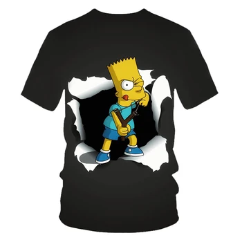 V zábavnou letní, pánské a dámské kulatý výstřih a krátký rukáv Simpson animované 3D T-shirt