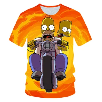V zábavnou letní, pánské a dámské kulatý výstřih a krátký rukáv Simpson animované 3D T-shirt