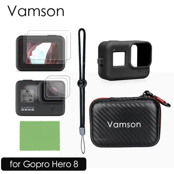 Vamson pro GoPro Hero 8 Černá Příslušenství Pouzdro +Ochranné Silikonové Pouzdro Nárazuvzdorný Skladování taška Balíček VP814