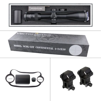Vektorové Optika Continental 4-24x50 SFP Taktický Puškohled HD skla 1/10 MIL 30mm Trubky 90% propustnost Světla, vhodné pro 30-06 7.62