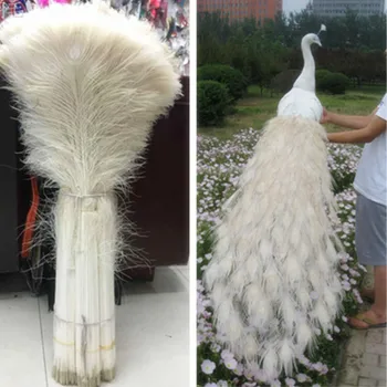 Velkoobchodní 50ks krásné bílé přírodní paví peří oko 70-80 cm / 28-32 palců dekorativní, oslava jevištní výkon diy