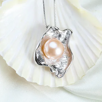 Velkoobchodní Cena 925 Sterling Silver Shell Přívěsek, Přírodní Sladkovodní Pearl Náhrdelník ocean Design, Módní Šperky Dárek Pro Ženy
