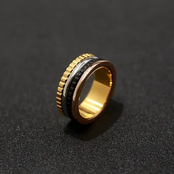 Velkoobchodní nové jemné šperky vysoké kvality otočit zařízení titanový prsten nádherné módní doplňky prsteny zlaté krásy klenot