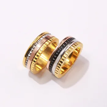 Velkoobchodní nové jemné šperky vysoké kvality otočit zařízení titanový prsten nádherné módní doplňky prsteny zlaté krásy klenot