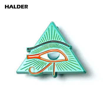 Velkoobchodní Vlastní pin HALDER Egypt Trojúhelníky, pyramidy Epitaf Scarab oka Kovový smaltovaný odznak na Klopě odznak amulet Starobylého Brož Dárek