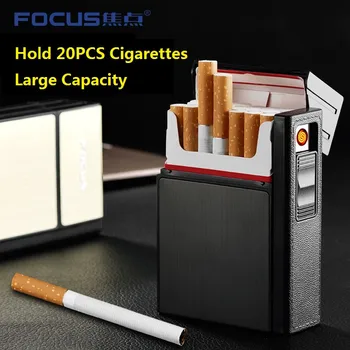 Velká Kapacita Cigaretové Pouzdro S Odnímatelným USB Elektronický Zapalovač, Dobíjecí Větruodolný Kuřák Encendor Fantazie Gadgets Pro Muže
