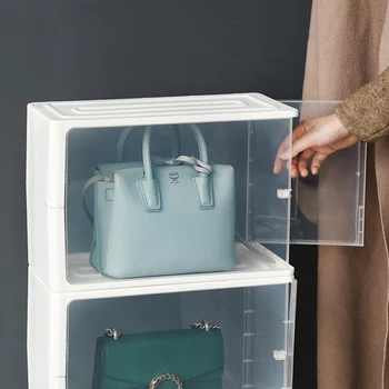 Velká Kapacita Sáčku Boxy Plastové Transparentní Skládací Prach-důkaz Žena Kabelky vitríně Kombinace Boty Box