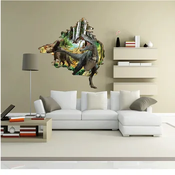 Velké 3D Dinosaur Patře Nálepka Obývací Pokoj TV Pozadí Samolepky na Zeď dětský Pokoj Tyrannosaurus Dekor Mural Art Plakáty