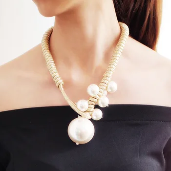 Velké Imitace Pearl Přívěsek Náhrdelníky Pro Ženy, Tlusté Nastavitelný Lano Náhrdelníky Náhrdelníky Šperky 2020