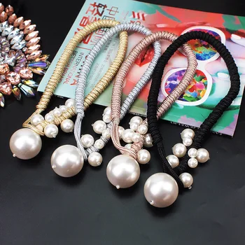 Velké Imitace Pearl Přívěsek Náhrdelníky Pro Ženy, Tlusté Nastavitelný Lano Náhrdelníky Náhrdelníky Šperky 2020