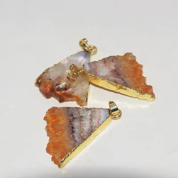Velké Syrové Přírodní Plátek Žluté Crystal Stone trojúhelník přívěsek pro ženy šperky 2020 zlacení quartz citríny kameny