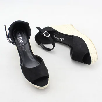 Velké Velikosti 32-44 Dámské Platforma Sandály Letní Kožené Bílé Vysoké Podpatky Boty Pro Ženy Spony Popruh Chaussures Femme Klíny Boty