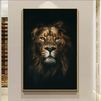Velké Velikosti Africký Divoký Lev Hlava Umění Plakáty a Tisky Zvířat Art Plátno Obrazy na Zeď Art Pictures Home Zeď Dekor