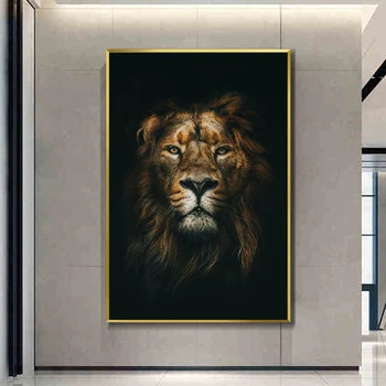 Velké Velikosti Africký Divoký Lev Hlava Umění Plakáty a Tisky Zvířat Art Plátno Obrazy na Zeď Art Pictures Home Zeď Dekor