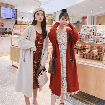 Velké velikosti dámské tuku mm2020 podzim a v zimě nový svetr dámský dlouhý pletený svetr korejské dlouhým rukávem dámský kabát