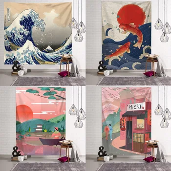 Velký Gobelín Zdi Visí Japonské Deku Obývací Pokoj Tapestres Totem Český Home Dekor Pozadí Kanagawa Zavěšené Tkaniny