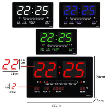 Velký počet budík Elektronický LED kalendář visí hodiny s zobrazení týden, Stolní digitální teploměr budík