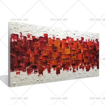 Velký Ručně Vyrobený Nůž, Bílé A Červené Olejomalba Jedinečné Moderní Abstraktní Pop Olejomalba Pro Obývací Pokoj Dekorace