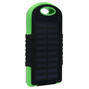 Venkovní přenosný powerbank 5000 mah Dual-USB Vodotěsné Solární Power Bank Nabíječka pro Mobilní Telefon Horolezectví Spony