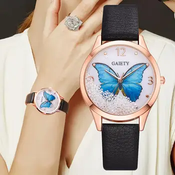 Veselí Značka Ženy Hodinky Luxusní Drahokamu Butterfly Vyměnitelné Hodinky Dámské Kožené Šaty Dámské Náramkové Hodinky Ženské Hodiny