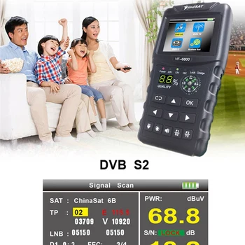 VF-6800 DVB-T2 DVB-S2 DVB-C Satelitní Finder Sat Finder Metr 2,4 Palcový LCD DVB-T, DVB-S HD Digitální Satfinder US Plug